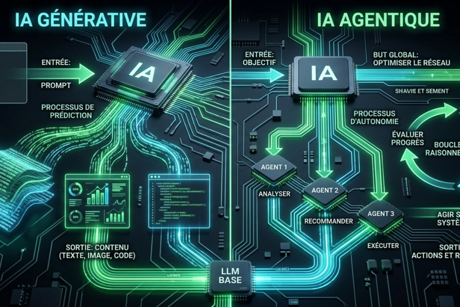 Différences entre IA agentique et IA générative